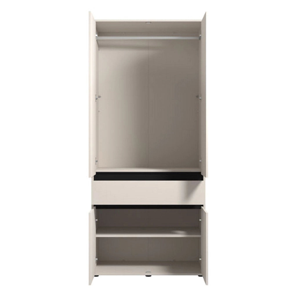 Armadio Camera da Letto Vimercati, Guardaroba Grande 3 Ripiani, 93x210.5h cm Bianco