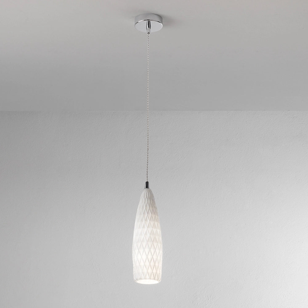 Sospensione Contemporanea Flut Metallo Cromo Vetro 1 Luce E27