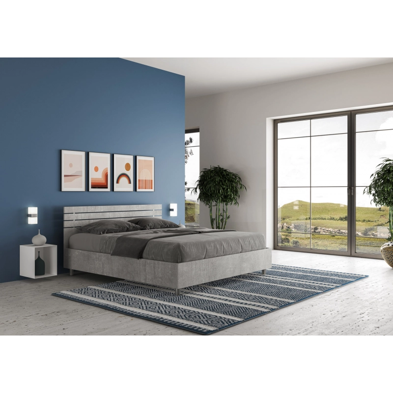 Letto Matrimoniale 160x190 cm testata dritta con doghe Ankel - Senza rete,Grigio