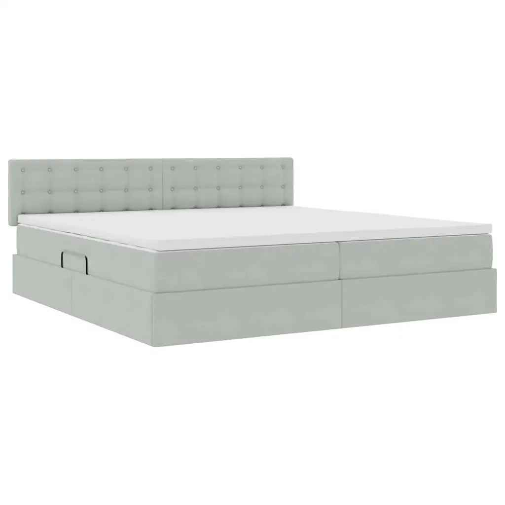 Letto con contenitore LED e materasso Grigio Chiaro