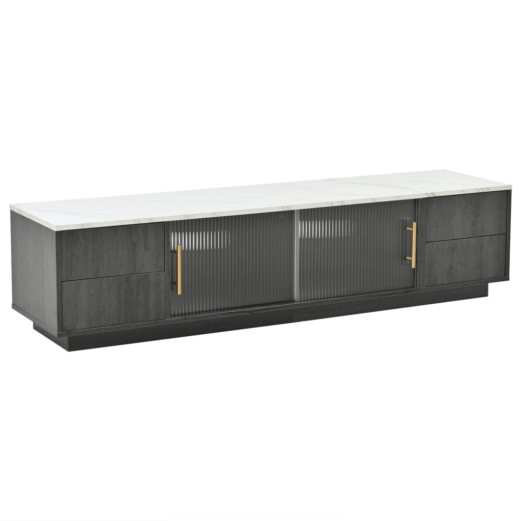 Mobile TV con Cassetti ¨C MINIMAL ¨C Grigio, Piano Effetto Marmo, 160 cm