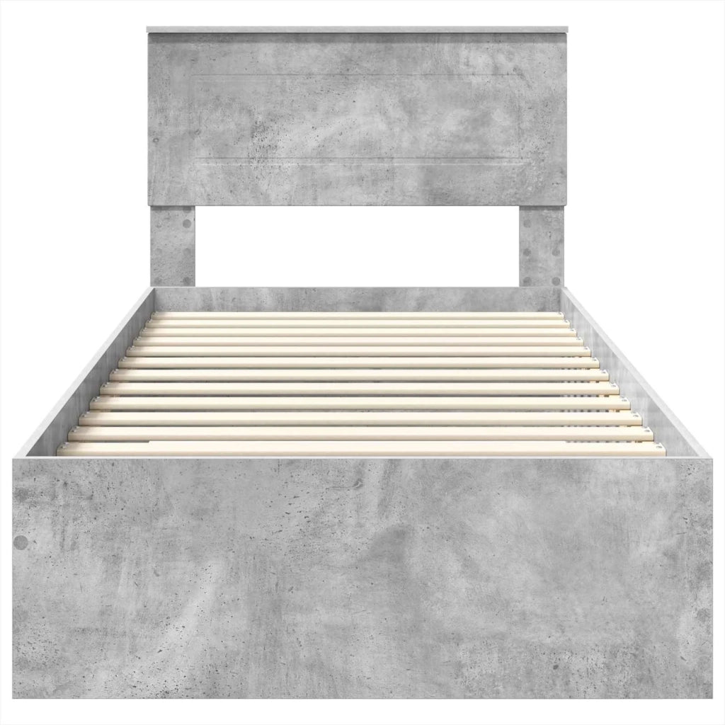 Struttura del letto con testiera-Giroletto con Testiera Grigio cemento 100 x 200 cm 736256
