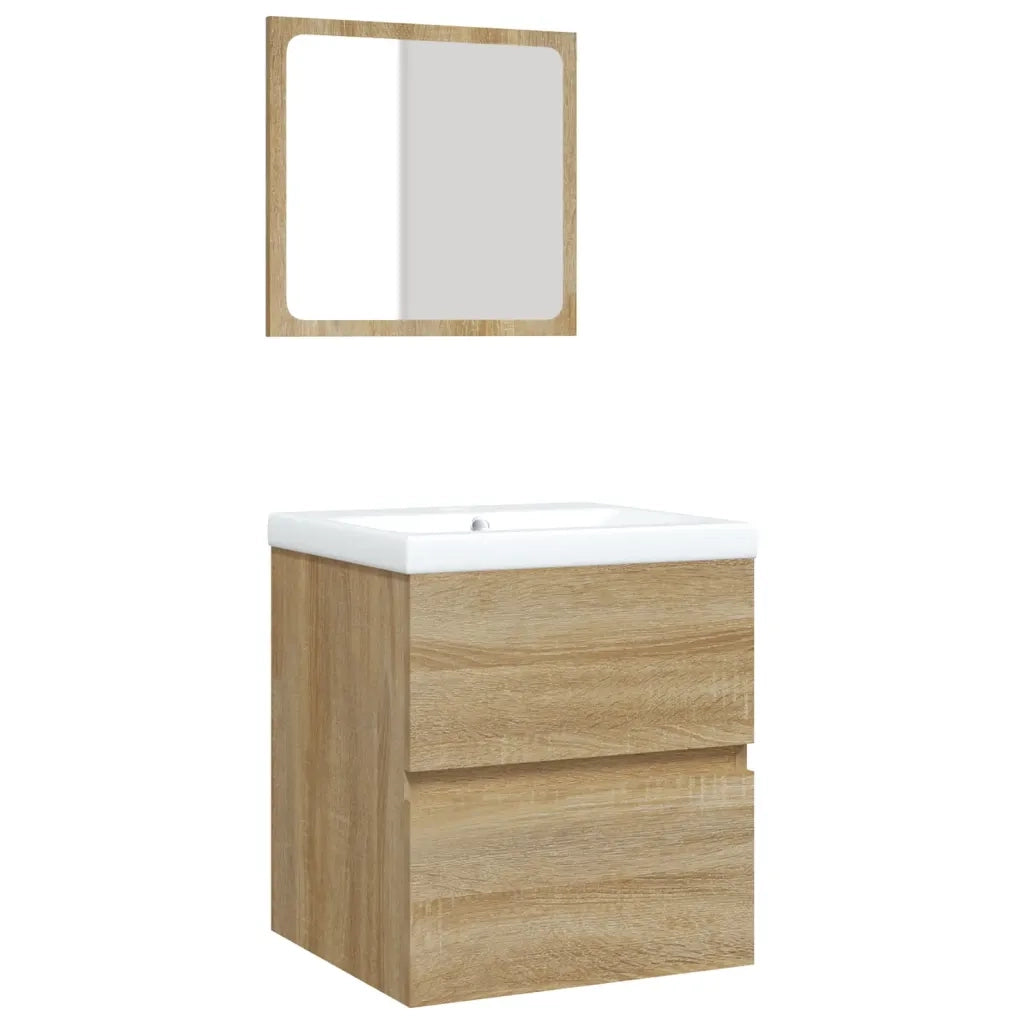 Mobile da Bagno con Lavabo e Specchio Rovere Sonoma 3114173