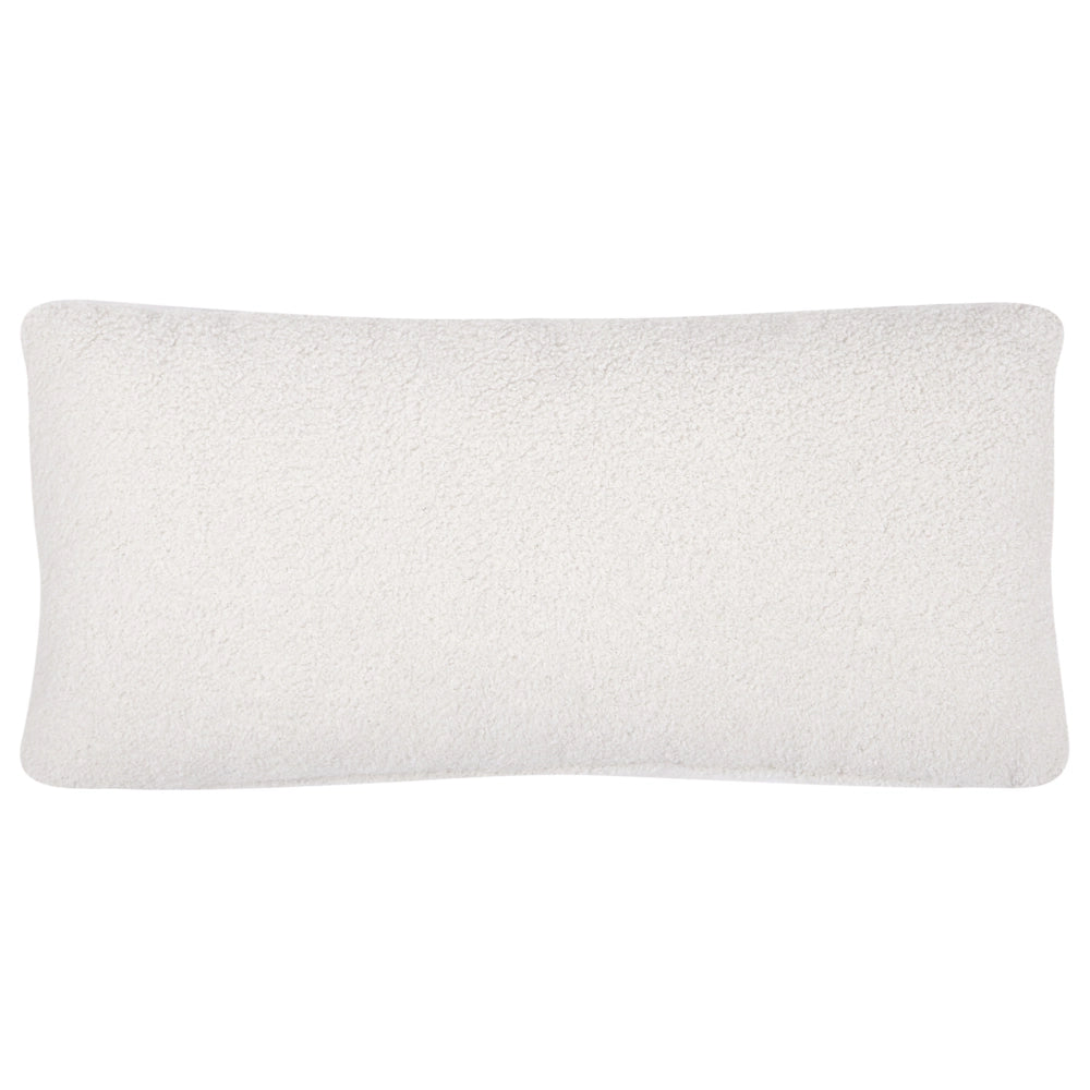 Poltrona Bianco Sporco in Bouclé con Struttura in Legno Stile Moderno Mid-Century