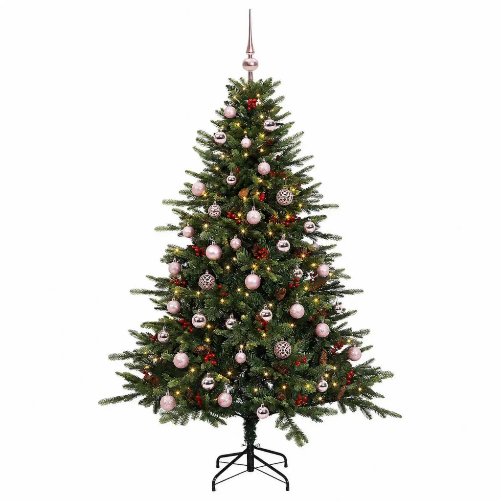 Albero di Natale artificiale con palline 120 cm 150 LED 3465773