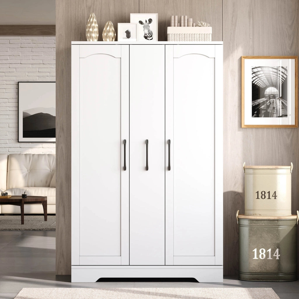 Armadio multiuso da cucina in MDF bianco con ripiani regolabili e vano estraibile
