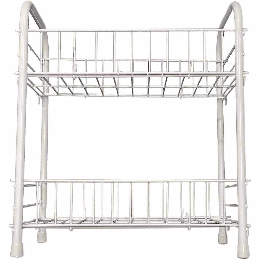 Trade Shop - Mobiletto In Metallo Porta Oggetti 2 Ripiani Bianco Scaffale Bagno 32x36cm 52530 -