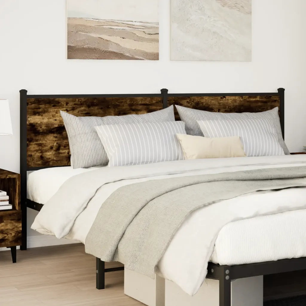 Testiera Rovere Fumo 160 cm in Legno Multistrato e Acciaio