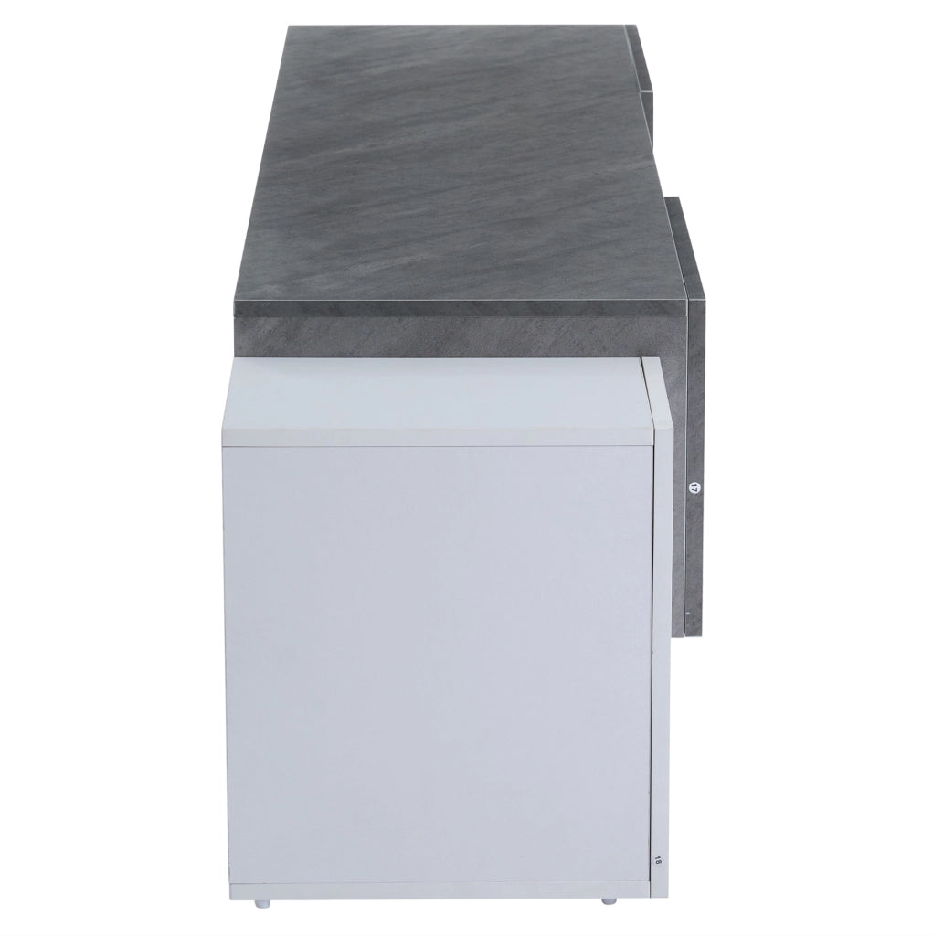 mobile TV 180 x 40 x 46,5 cm bianco e grigio con LED Bluetooth e vani