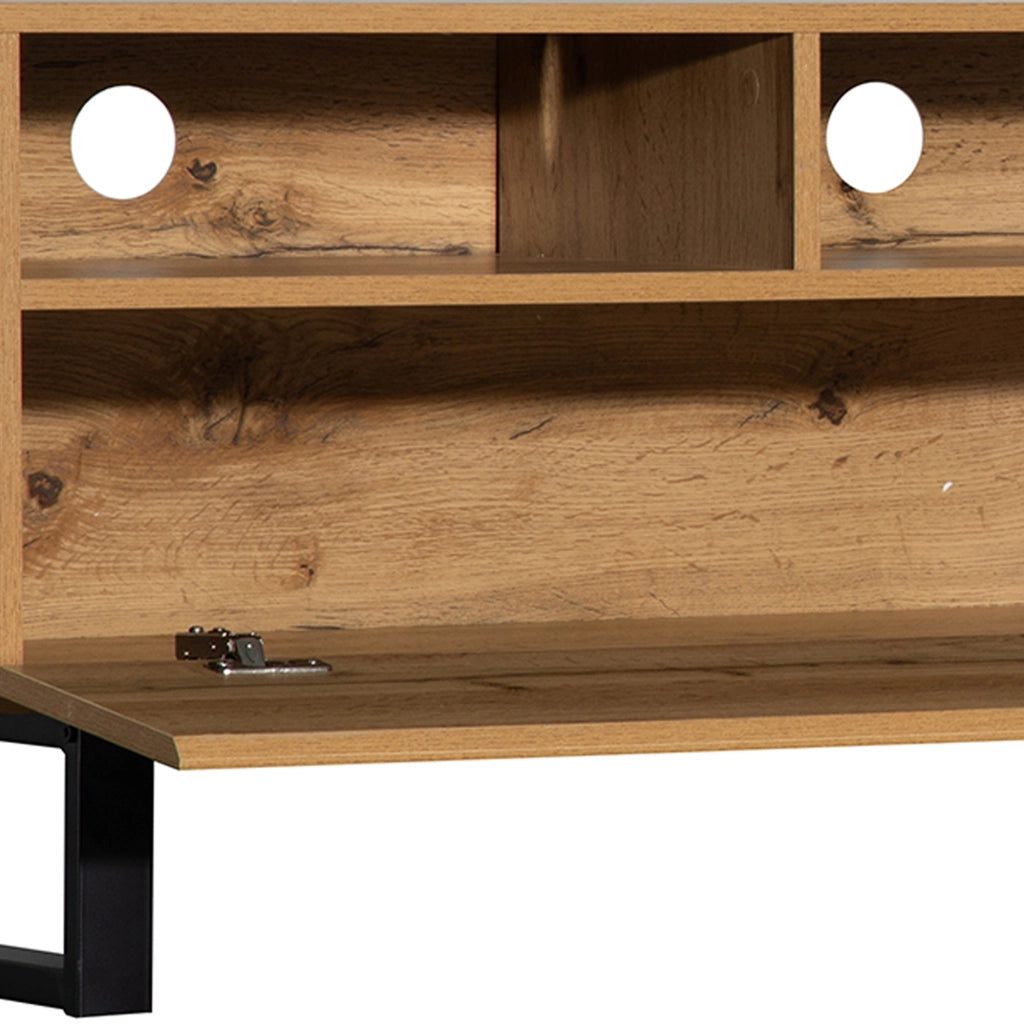 Mobile TV con 2 Ante; 2 Cassetti e 2 Vani; Apertura Push-Open; in MDF; 180 × 38 × 50 cm; Nero