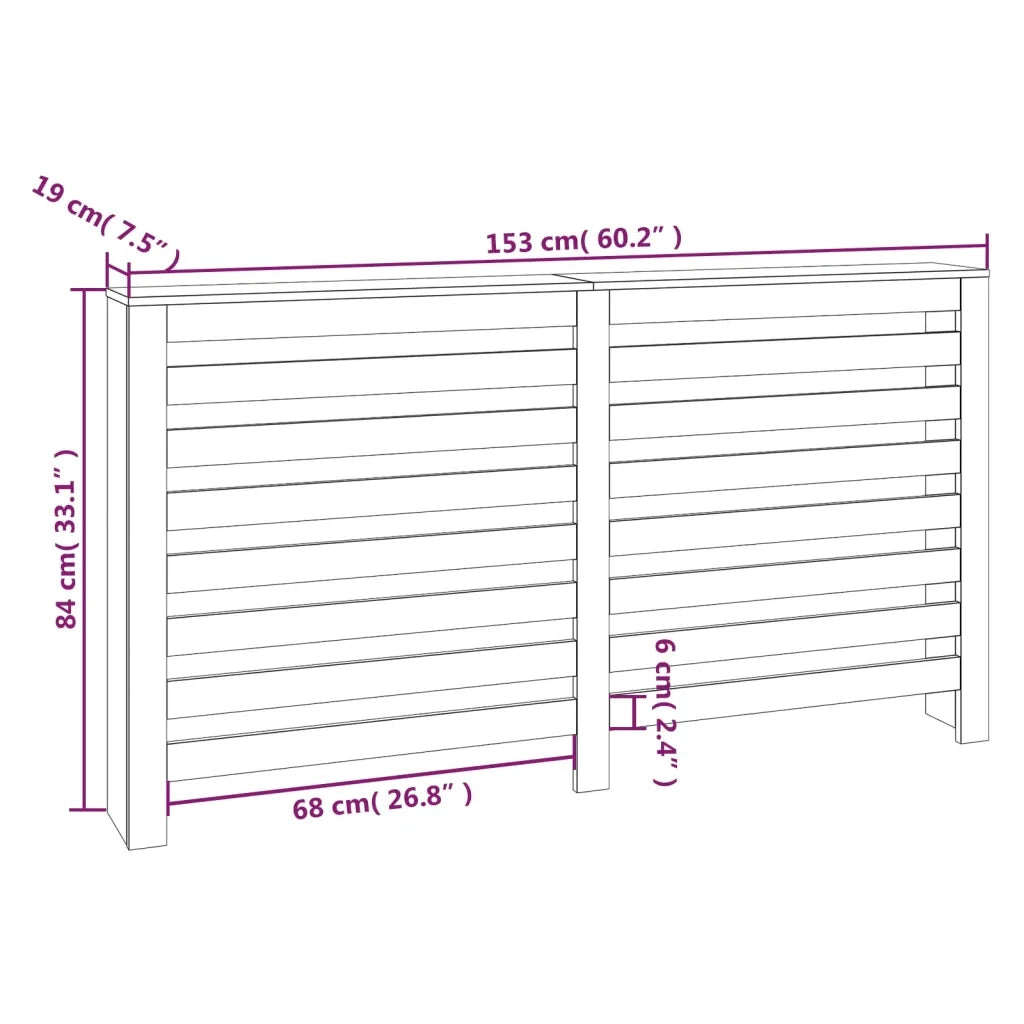 Copertura Termosifone 153x19x84 cm in Legno Massello di Pino 822601