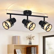 ZMH Faretto da soffitto metallo 3 luci E27 max 25W paralume tessuto girevole 330° per soggiorno