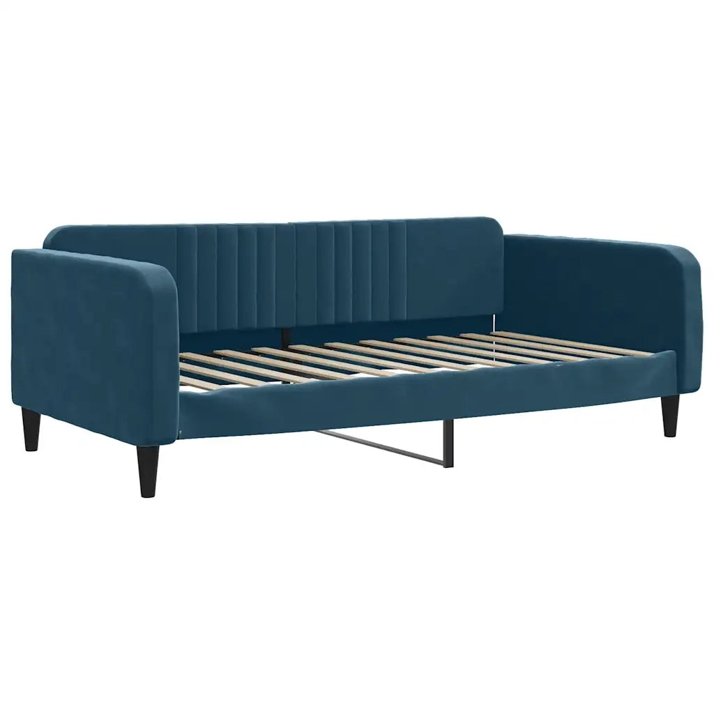 Divano Letto Estraibile con Cassetti Blu 100x200 cm in Velluto