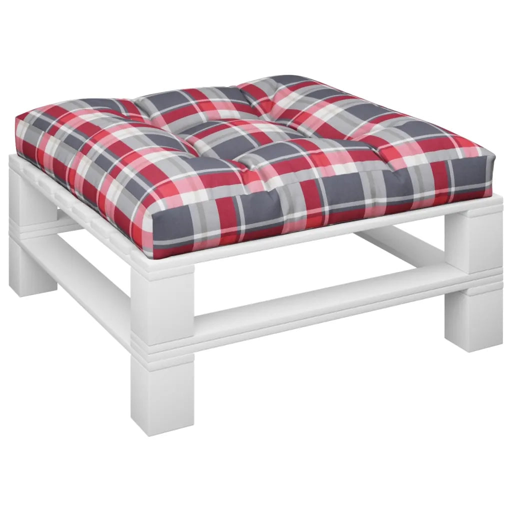Cuscino per Pallet a Quadri Rossi 80x80x12 cm in Tessuto 360504