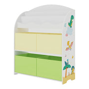 Scaffale dal design senza tempo per soggiorno/camera da letto mobiletto portaoggetti per bambini con motivo a dinosauri 98 x 83 x 30 cm bianco 03_0011312