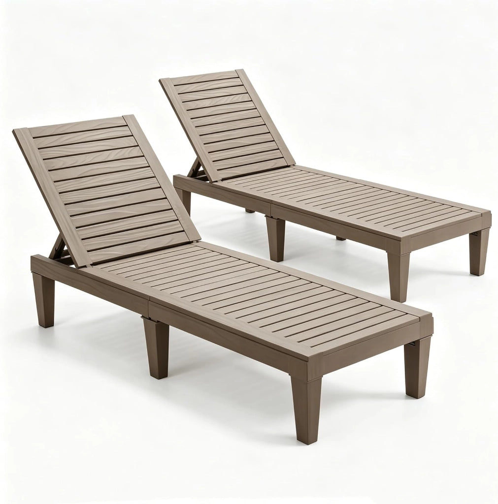 Lettino Prendisole da Giardino, Sdraio da Giardino Con Schienale Regolabile a 5 Livelli, Chaise Longue Impermeabili da Esterno, per Spiaggia Piscina Giardino, Portata 180 kg (2, Marrone)