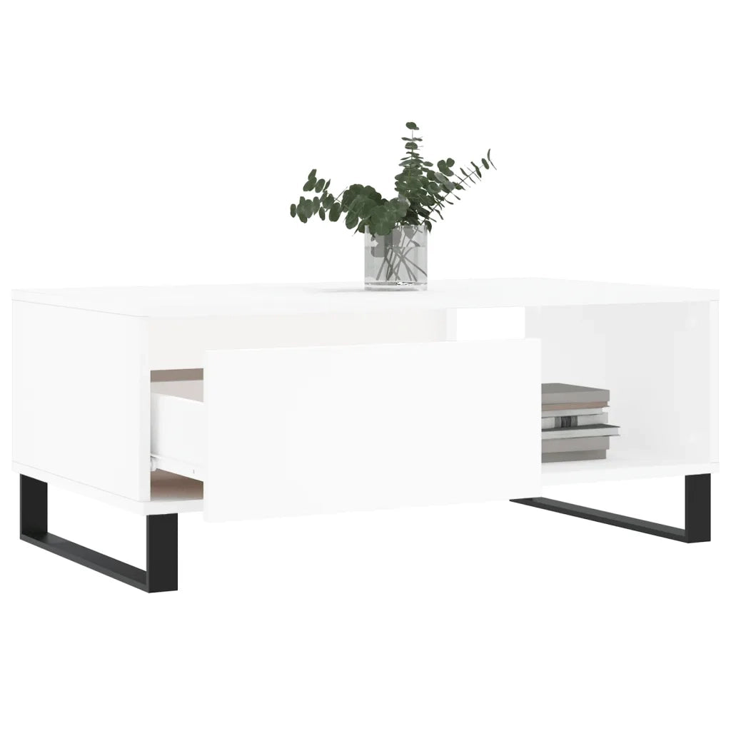 Tavolino da Salotto Bianco 90x50x36,5 cm in Legno Multistrato