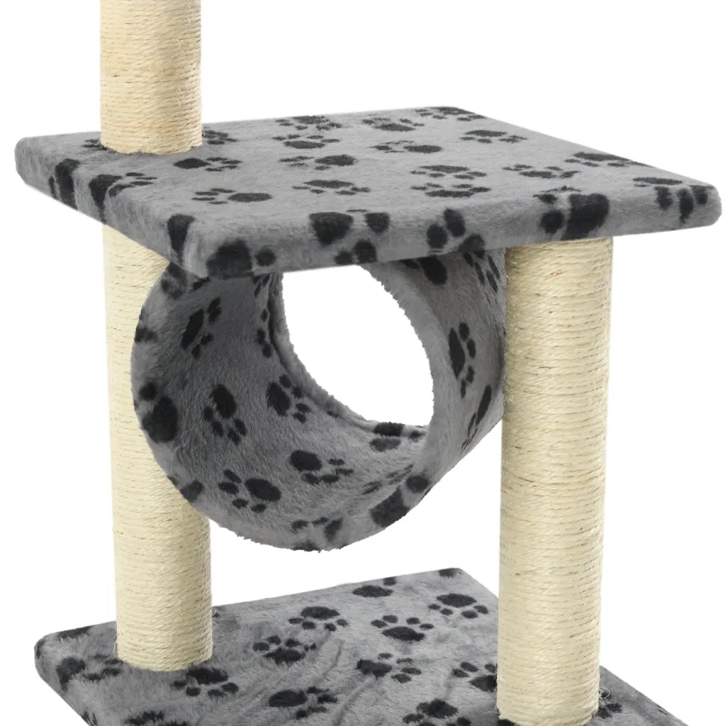 Albero per Gatti e Tiragraffi Sisal 65 cm Zampe Stampate Grigio 170547