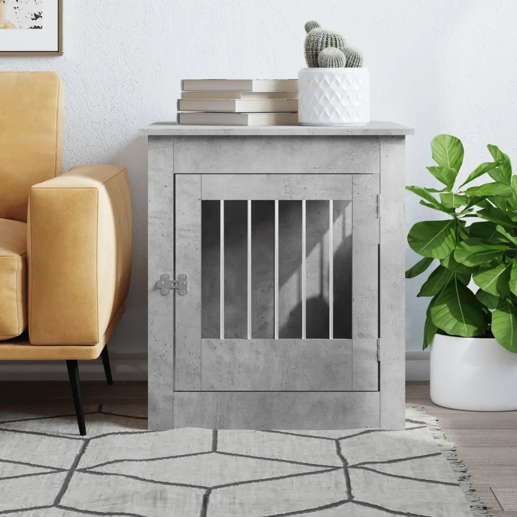 vidaXL Gabbia Cani Arredamento Grigio Cemento 64,5x80x71cm Multistrato