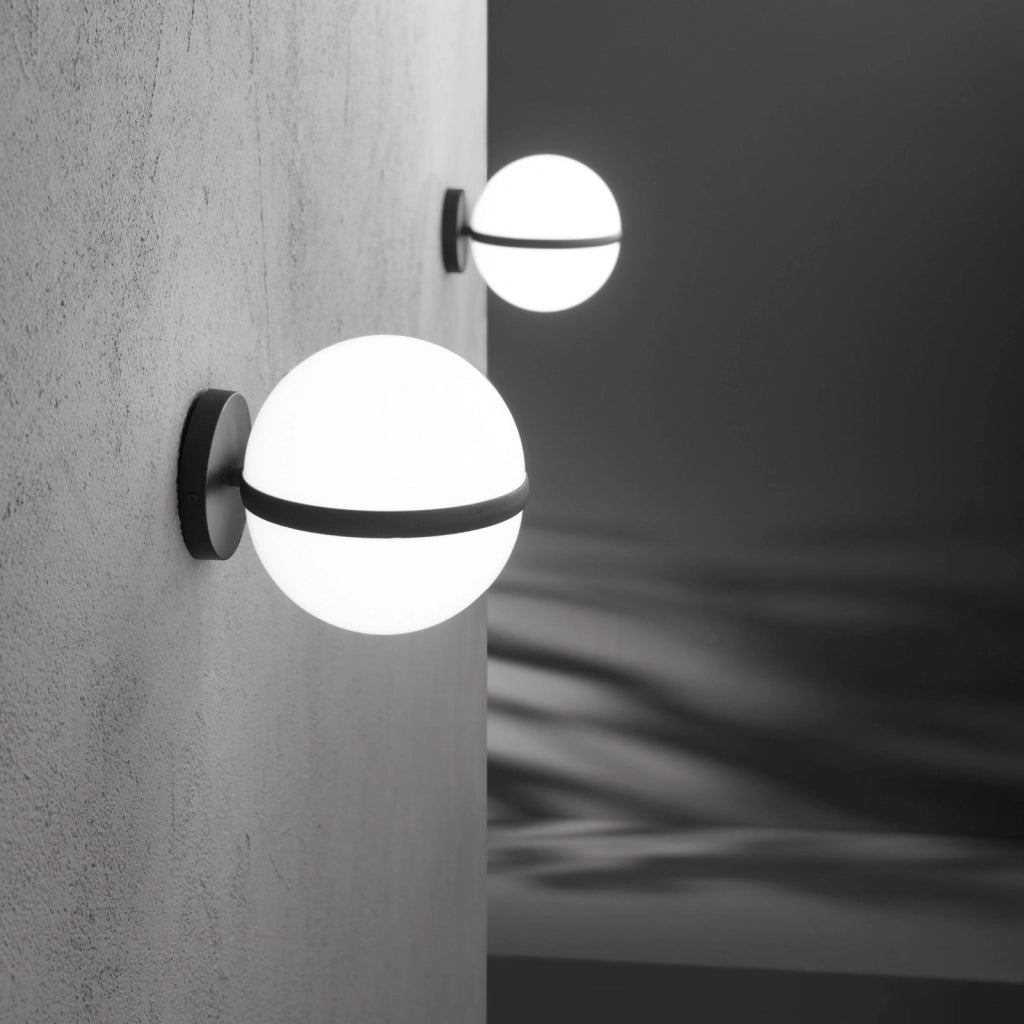 APPLIQUE ORBIT NERA 1 LUCE ATTACCO E27 IP44 23,5X20,5CM BASE IN ALLUMINIO