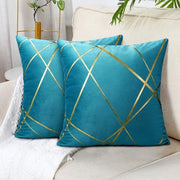 Set di Copri Orsetti da 2 con Disegno Geometrico in Bello Blu Velluto per Ambiente di Stile