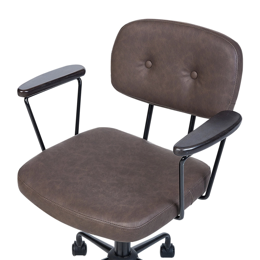 Sedia da ufficio in ecopelle marrone scuro girevole e regolabile stile moderno home office