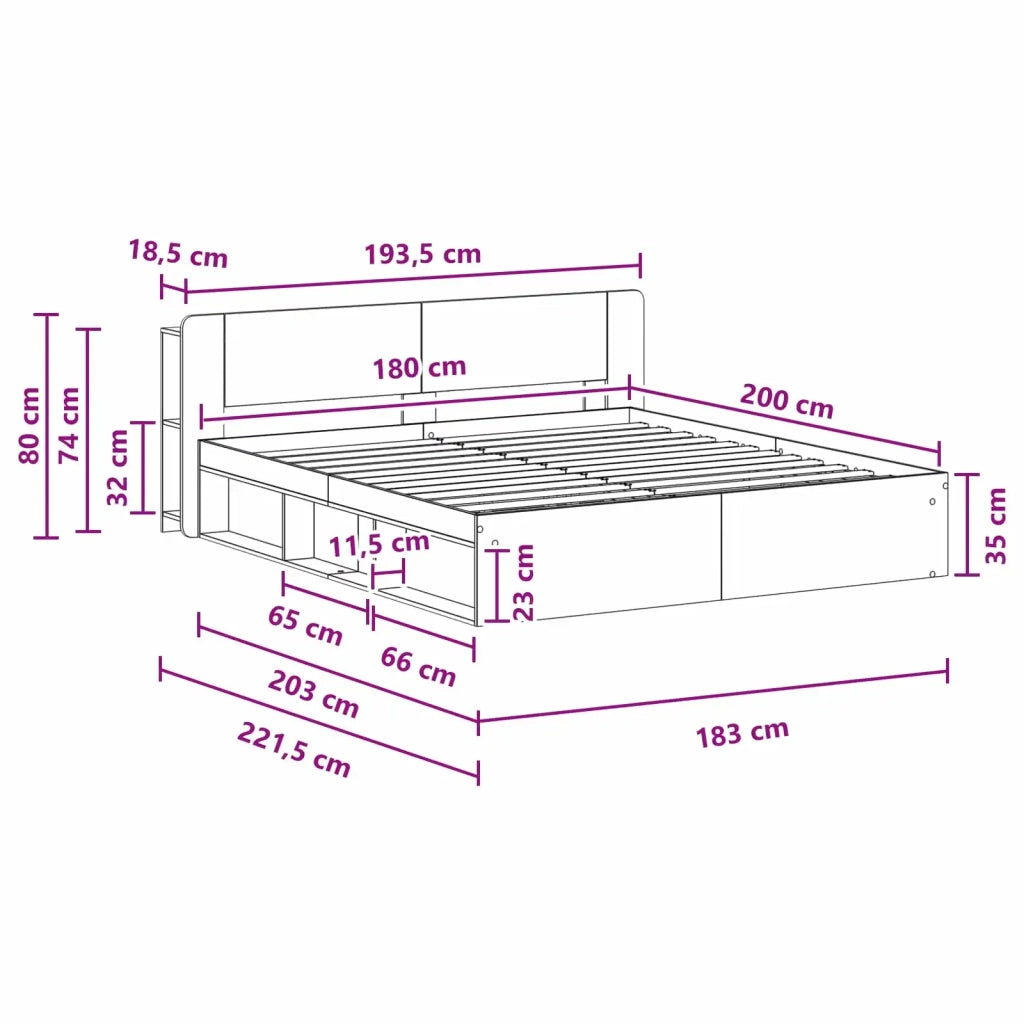 Telaio del letto con storage con testiera Bianco 180 x 200 cm