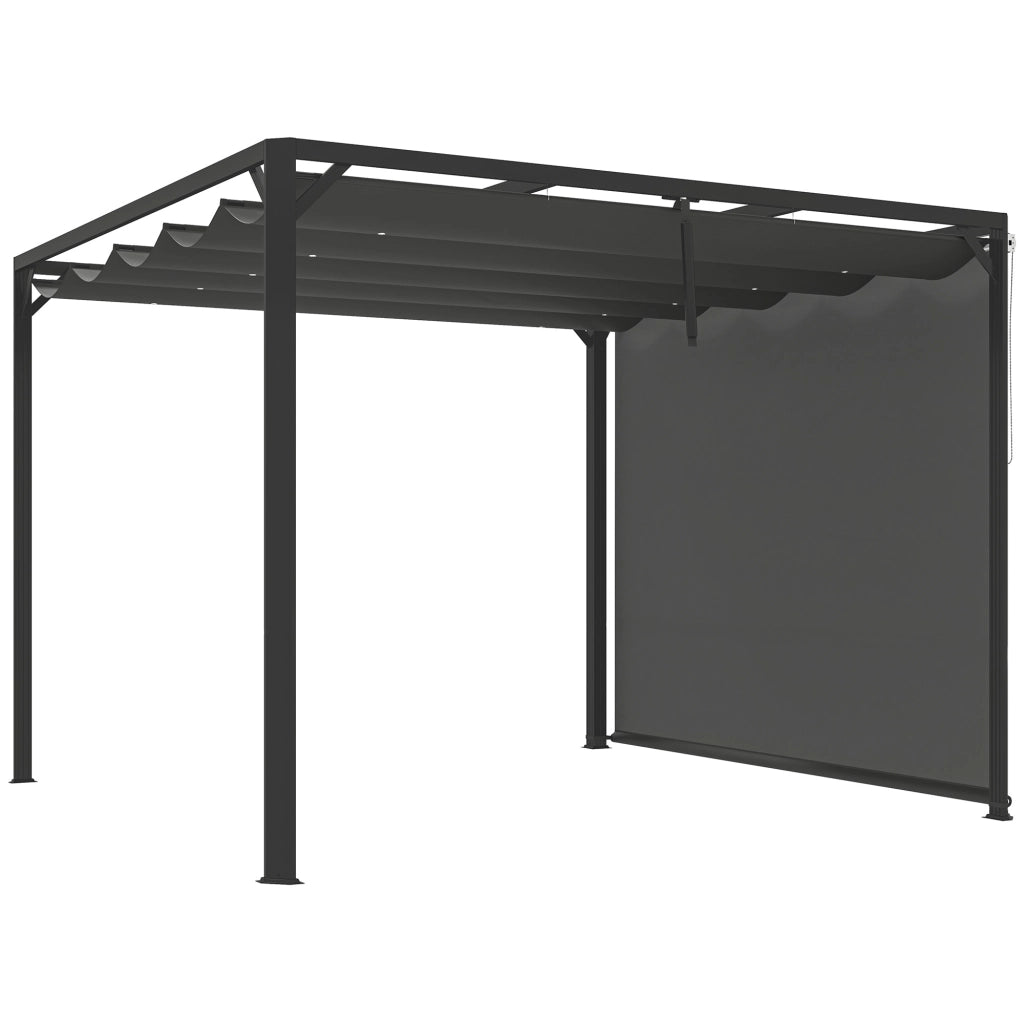 Gazebo Pergola Retrattile 3x3 m ¨C zephmum ¨C Acciaio Poliestere Grigio Scuro
