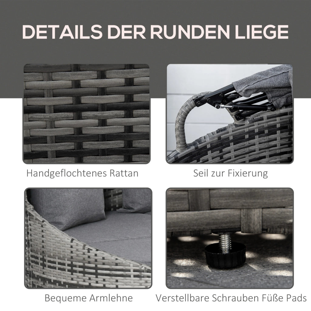 Set salotto da giardino 4 posti con cuscini ¨C zephmum ¨C polyrattan grigio metallo 230x145x80