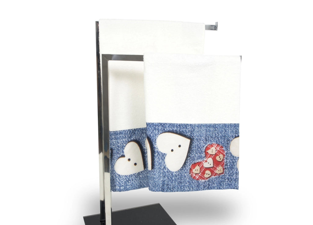 Set Asciugamani E Teli Bagno In Stampa Digitale Linea Fresh Dis. Jeans 35 - Copiola - Jeans