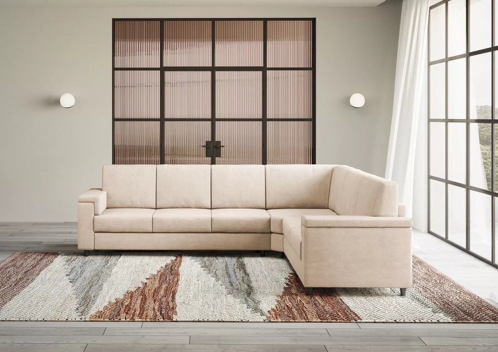 Divano marrak 3 posti (tre sedute da 60cm)+ angolo + divano 2 posti medio (due sedute da 70cm) misure esterne l.286x246 | beige - Mobili 2G