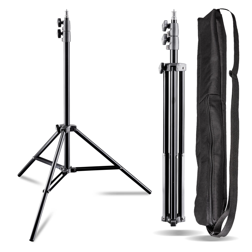 AIR 200 Set 2 stativi per luci, altezza regolabile fino a 200 cm, max 4,5 kg, Cavalletto fotografico in alluminio per foto e video, con borsa