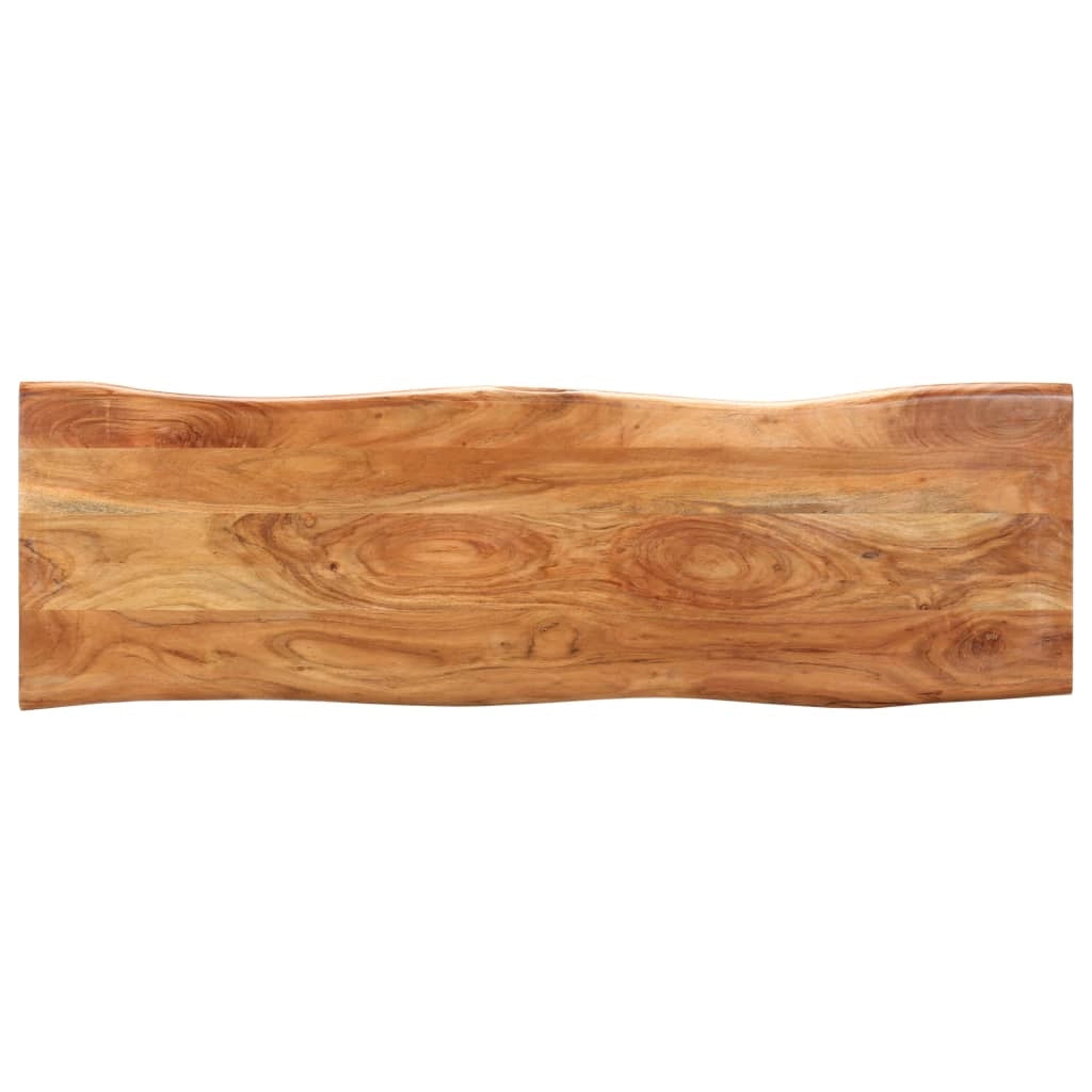 Panca con bordo in legno naturale 110 x 35 x 46 cm legno massello di acacia e acciaio 02_0010780