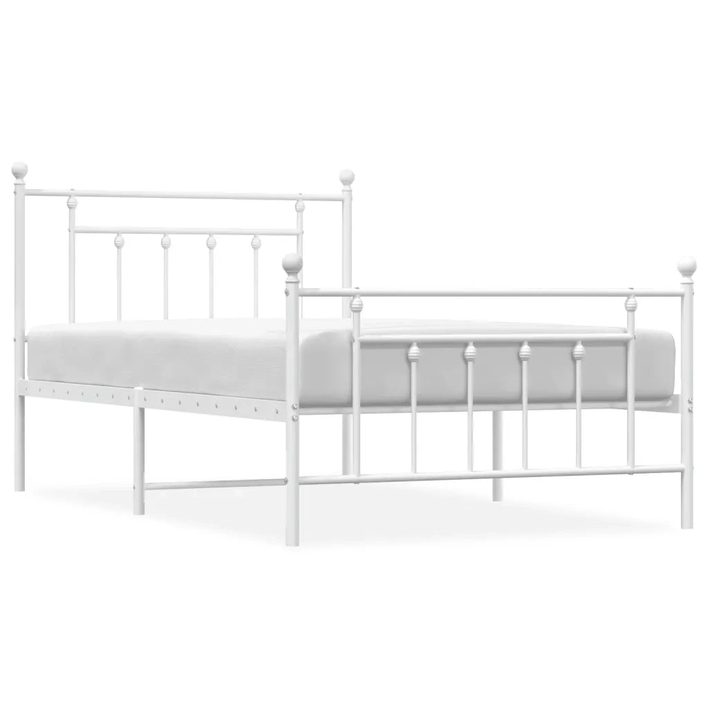 Giroletto con Testiera e Pediera Metallo Bianco 107x203 cm 353600
