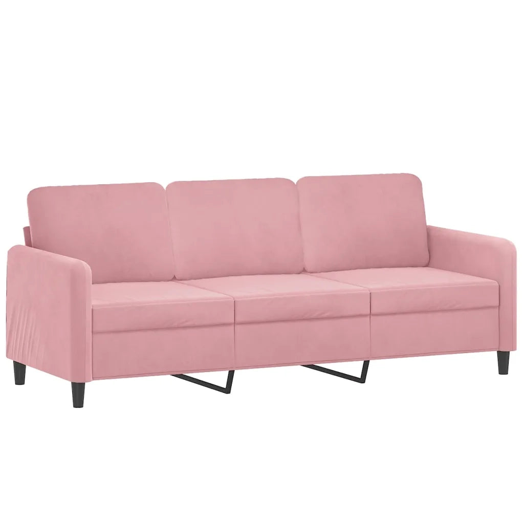 Set di Divani 3 pz con Cuscini Rosa in Velluto