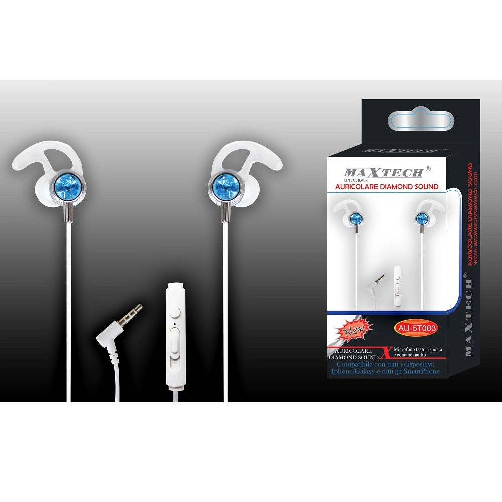 Trade Shop - Auricolari Cuffie Diamond Sound Per Smartphone Microfono Da Viaggio Maxtech Au-5t003 -