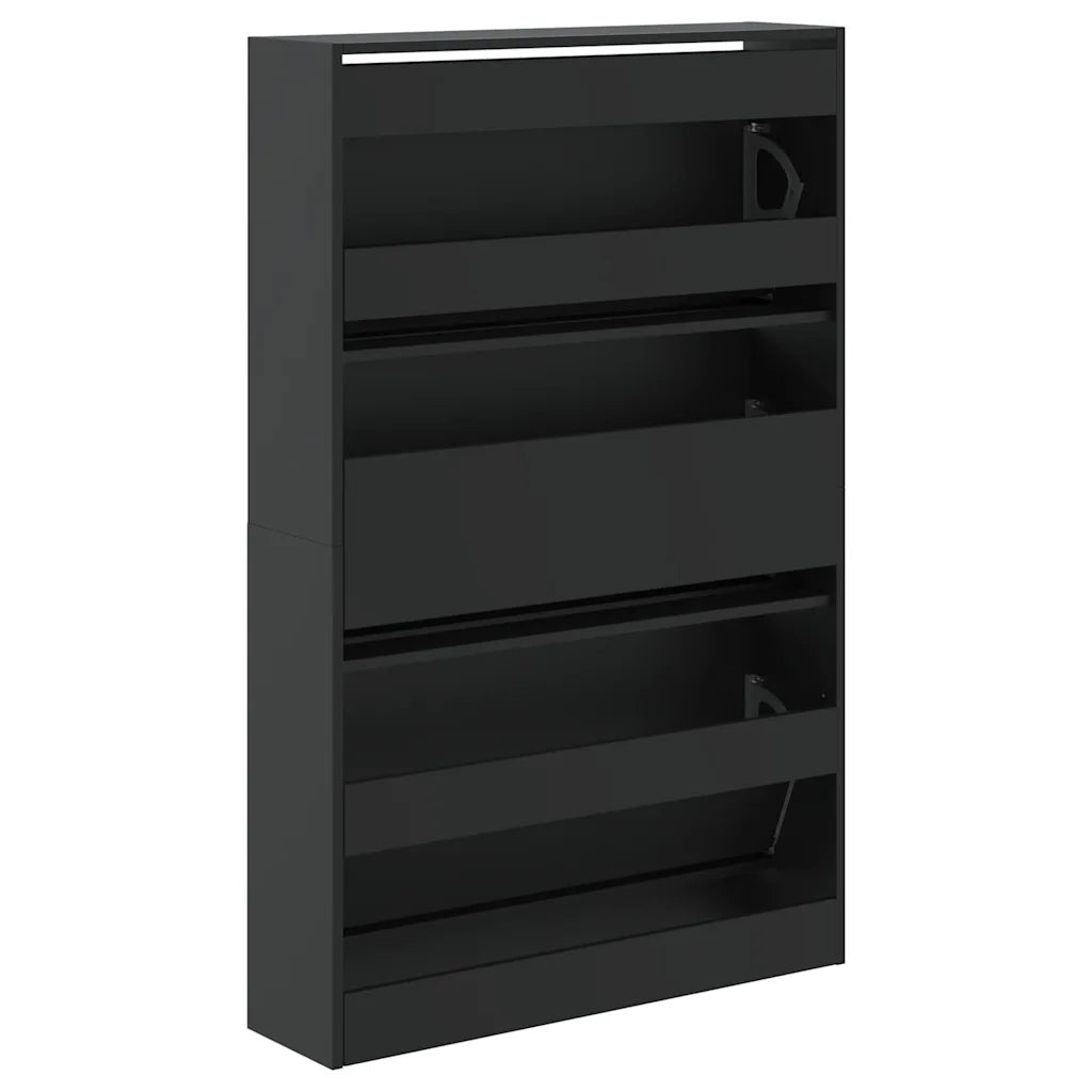 Scarpiera-Scaffale per scarpe Nera 80x21x125,5 cm in Legno Multistrato