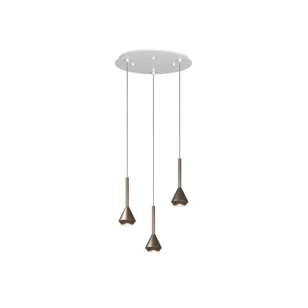Lampadario Moderno Aygo Metallo Bianco E Bronzo 3 Luci Gu10