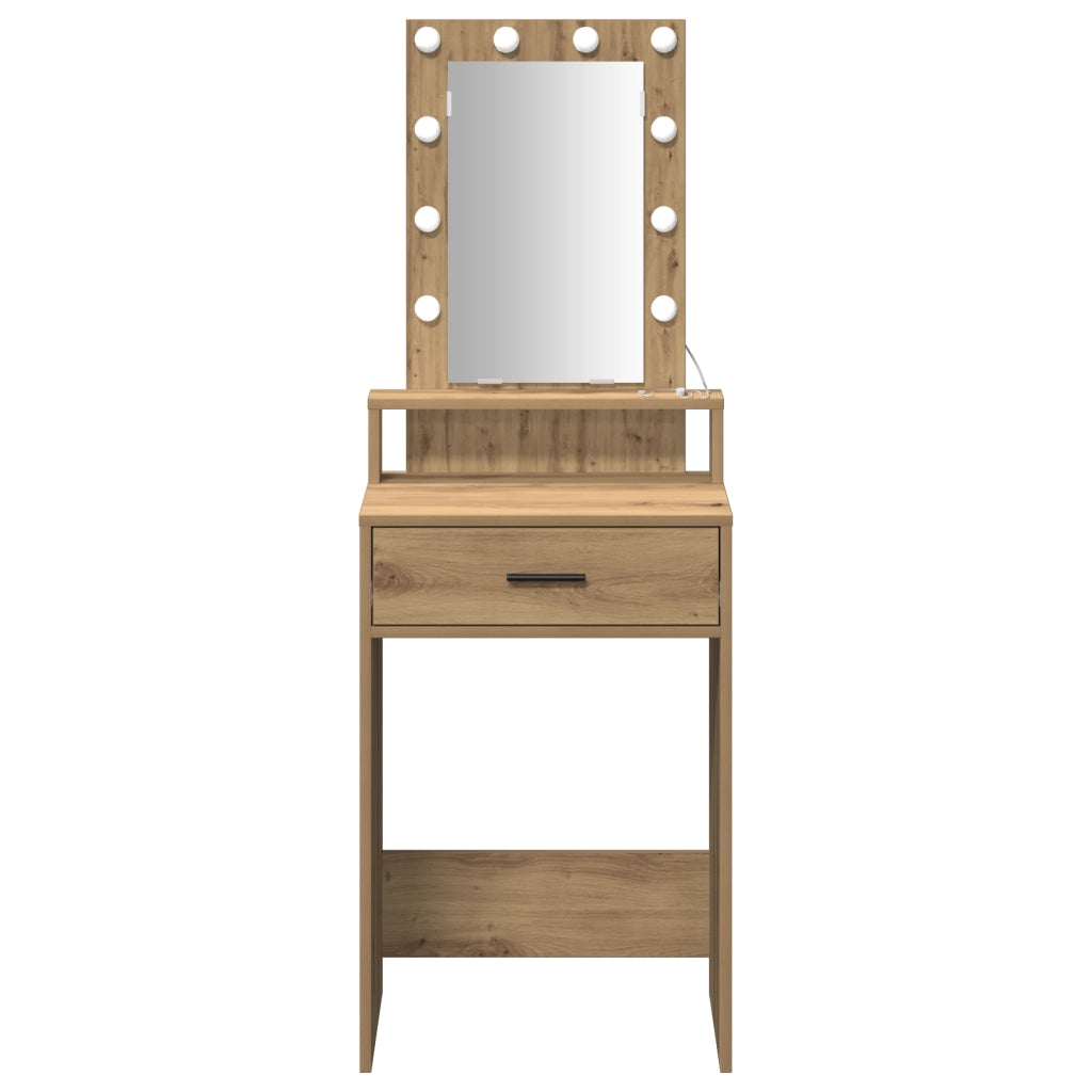 Toeletta con Luci LED Rovere 50x41x140 cm
