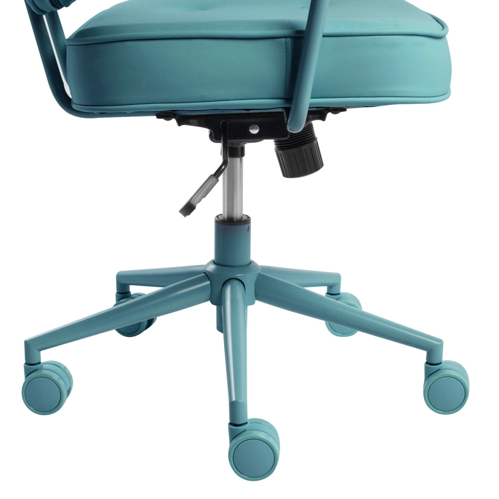 Sedia da ufficio in tessuto con rivestimento in ecopelle struttura in metallo funzione girevole reclinabile altezza regolabile verde Paramus