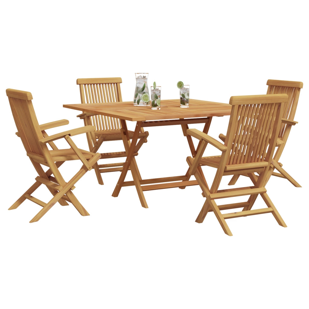 Set Pranzo Giardino 5 Pezzi Legno Massello di Teak