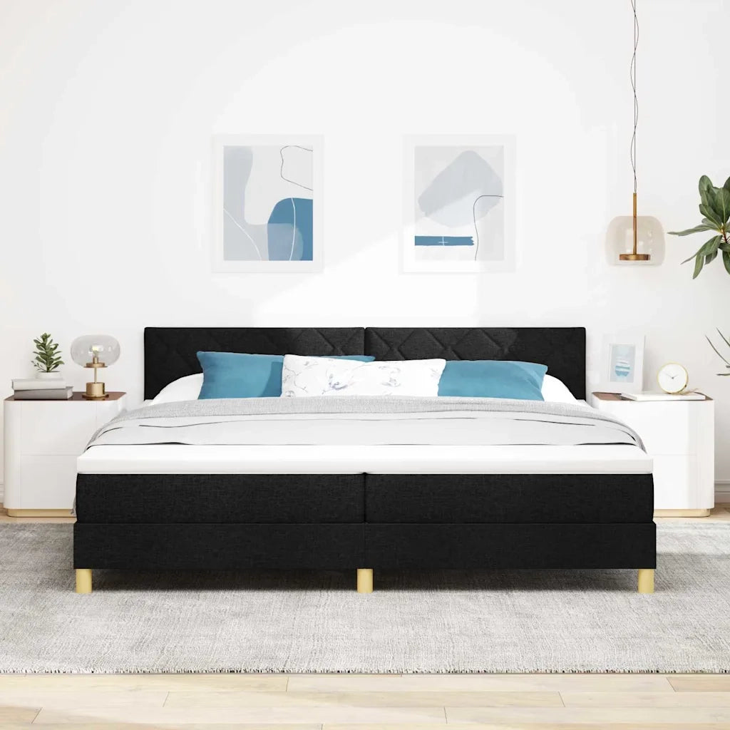 Letto a molle con cuscino Nero 200 x 200 cm Tessuto 3339023