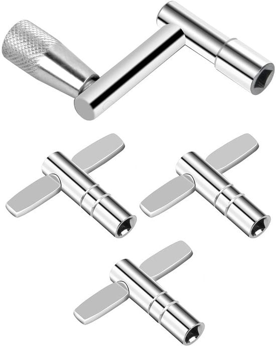 Set di Chiavi a Batteria - 3 Chiavi a T - 1 Chiave a Z - Acciaio Cromato - Adatto per Viti 1/4" - Robusto e Facile da Usare - Kit di Chiavi per Batteria