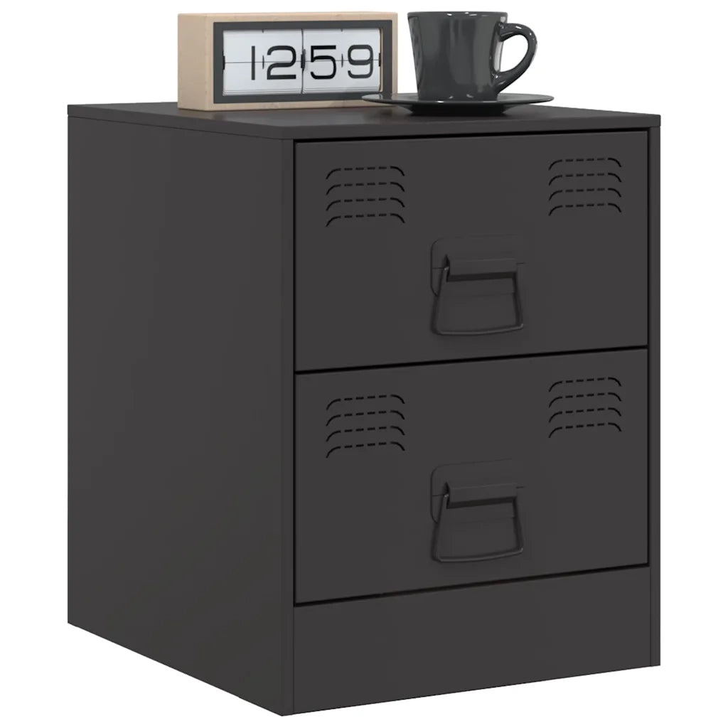 Comodini 2 pz-Set di 2 Tavolino da notte Neri 34,5x39x44 cm in Acciaio 463117