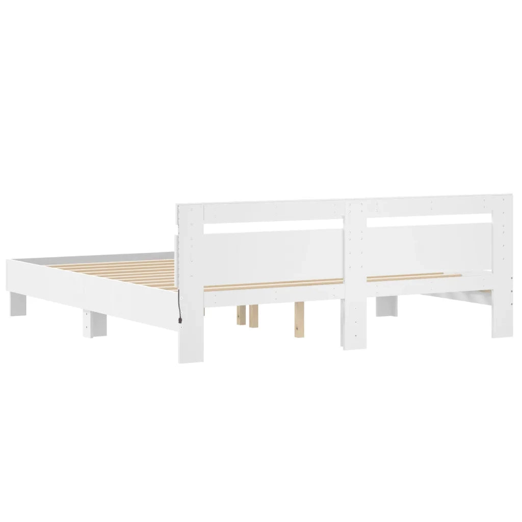 Giroletto con LED senza Materasso-Struttura Letto Bianco 180x200 cm 657933