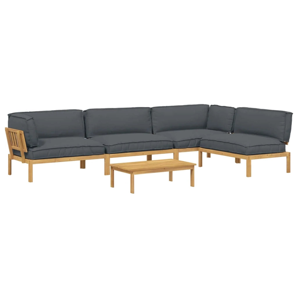 Set di divani 5 pcs Antracite Legno di Acacia Massello