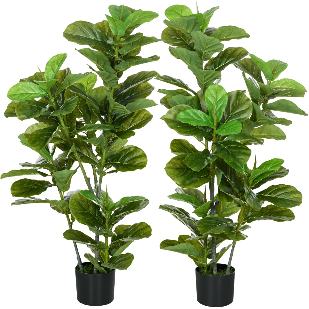 2 Ficus Artificiali in Vaso ¨C zephmum ¨C Verde, 110 cm