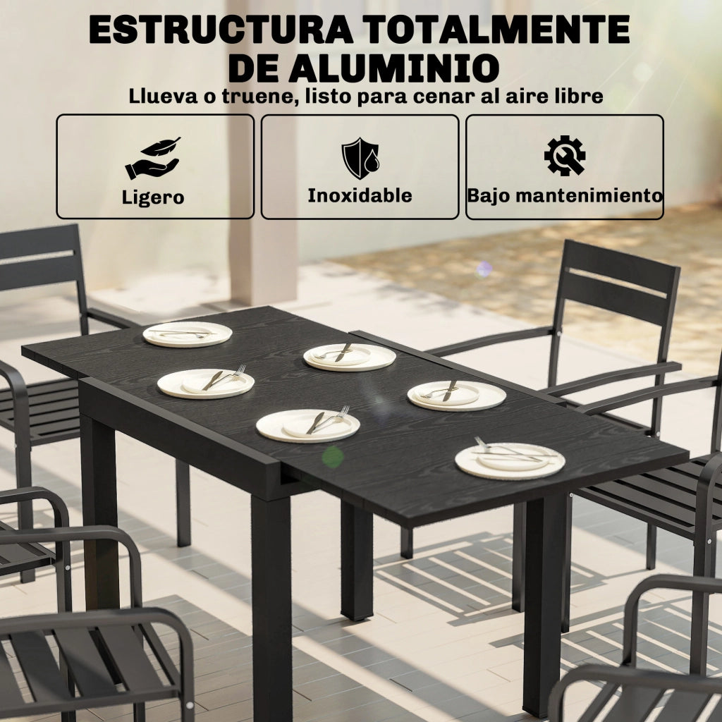 Tavolo da pranzo allungabile esterno ¨C zephmum ¨C effetto legno, nero, 80x160 cm