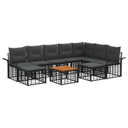 Set di divani da esterno 10 pcs Nero e Grigio scuro Poliestere