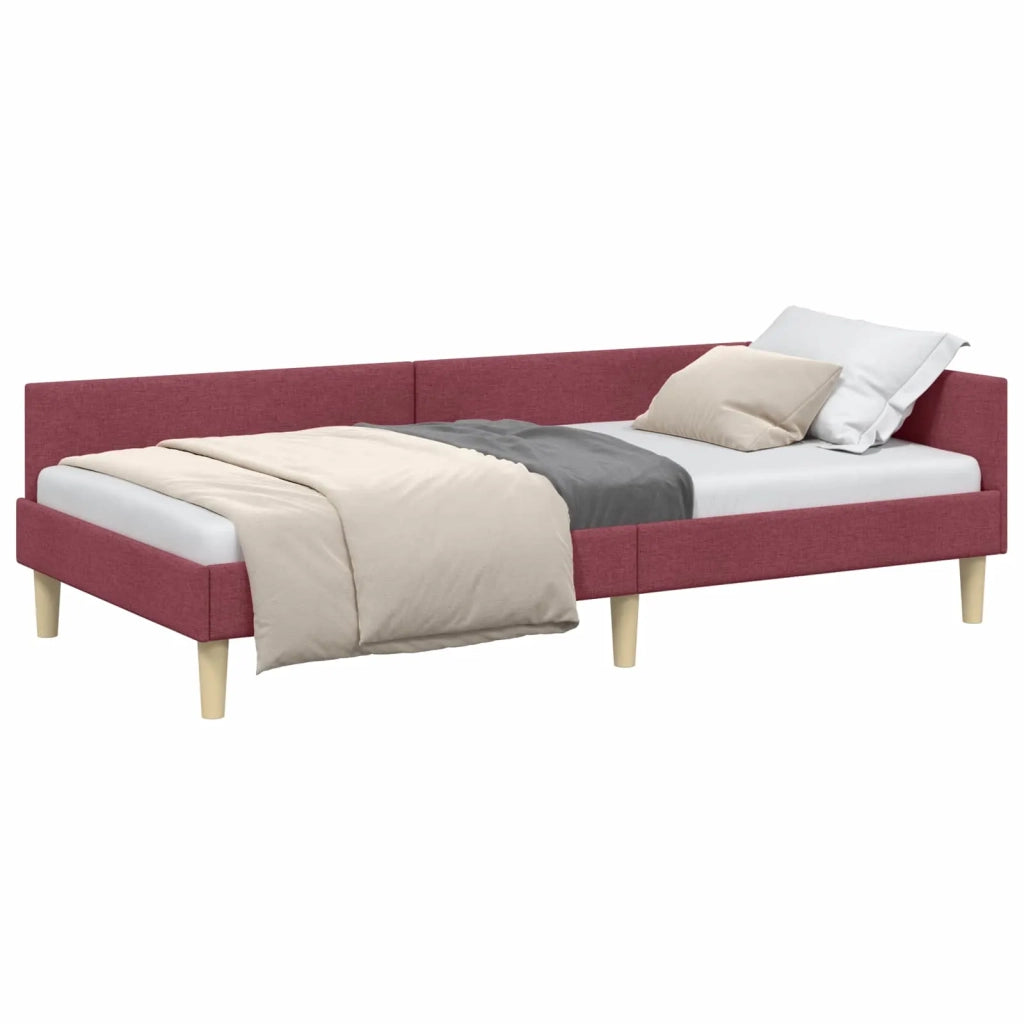 Cornice del letto ad angolo Rosso Vino 100 x 200 cm Tessuto 42016128